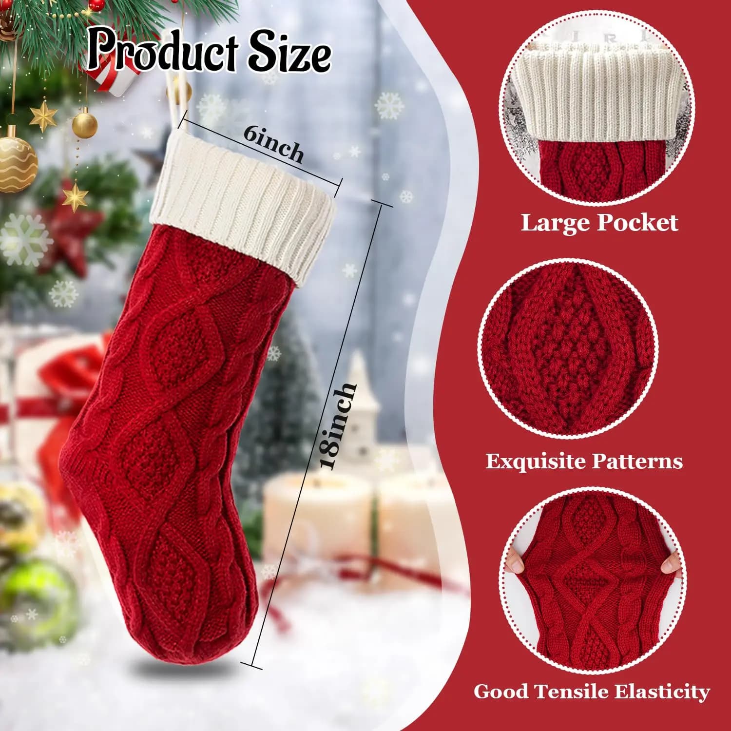 Large Knitted Christmas Stocking