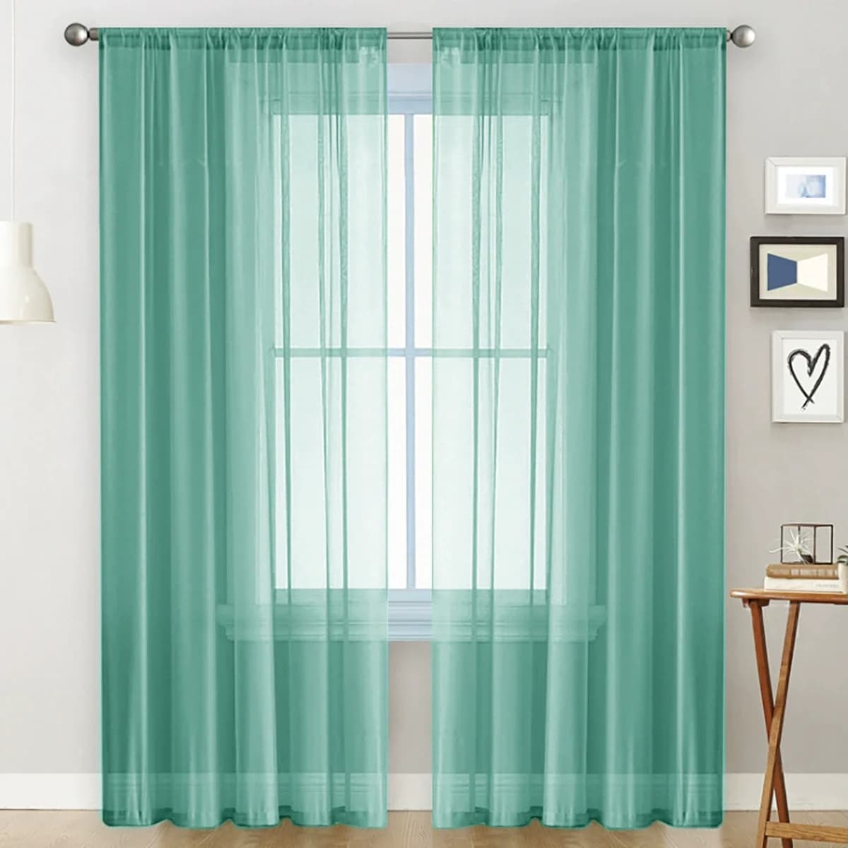 Sheer White Curtains, 2 Panels