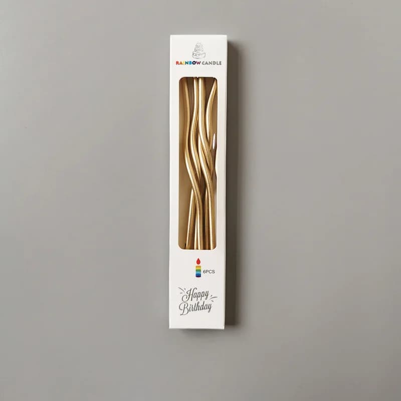 Metallic Twisted Cake Candles - Pack of 6