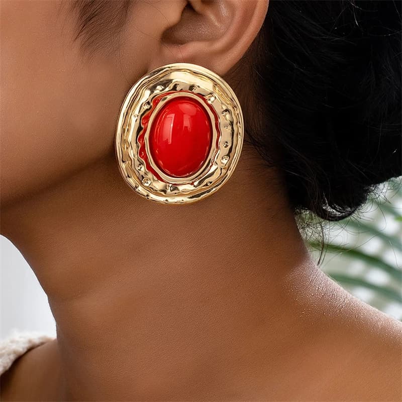 Blue Oval Stud Earrings for Women