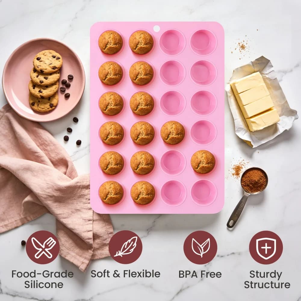 24-Hole Mini Muffin Silicone Baking Pan