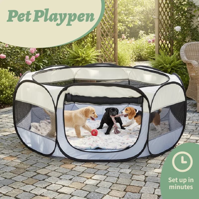 Foldable Portable Small Animal Playpen with Cover Indoor/Outdoor Enclosure for Chicks Puppies Kittens & Other Small Pets
