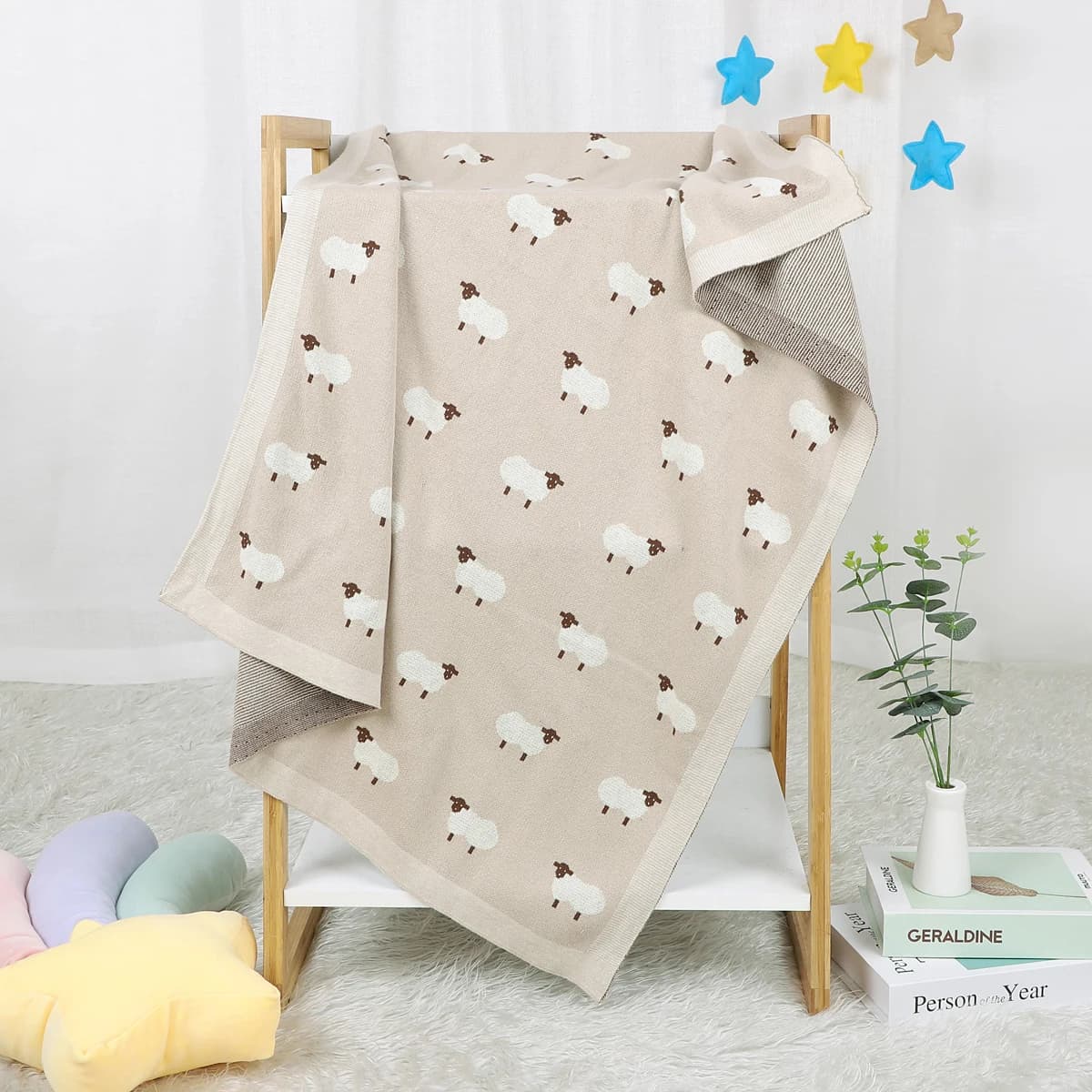 Baby Blanket 100%Cotton Knitted Infant Girl Boy Bedding Quilt 100*80CM Newborn Stroller Swaddling Fashion Cute Sheep Plaids Warm