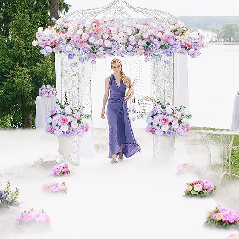 Wedding Backdrop Decor Table Centerpiece Flower Ball Pink Purple Rose Peony Greenery Hang Floral Row Banquet Prop Window Display