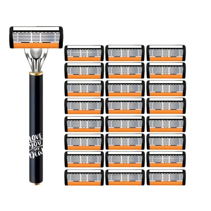 6-Blade Manual Razor with Non-Slip Grip