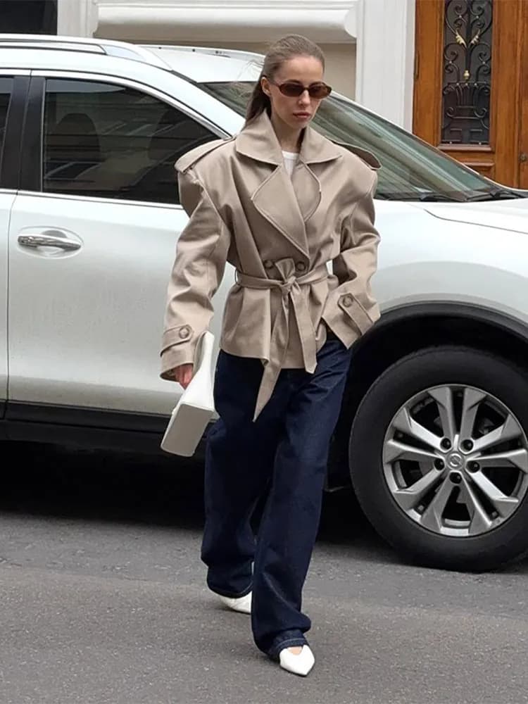 Women's Double Breasted Casual Blazer Jacket