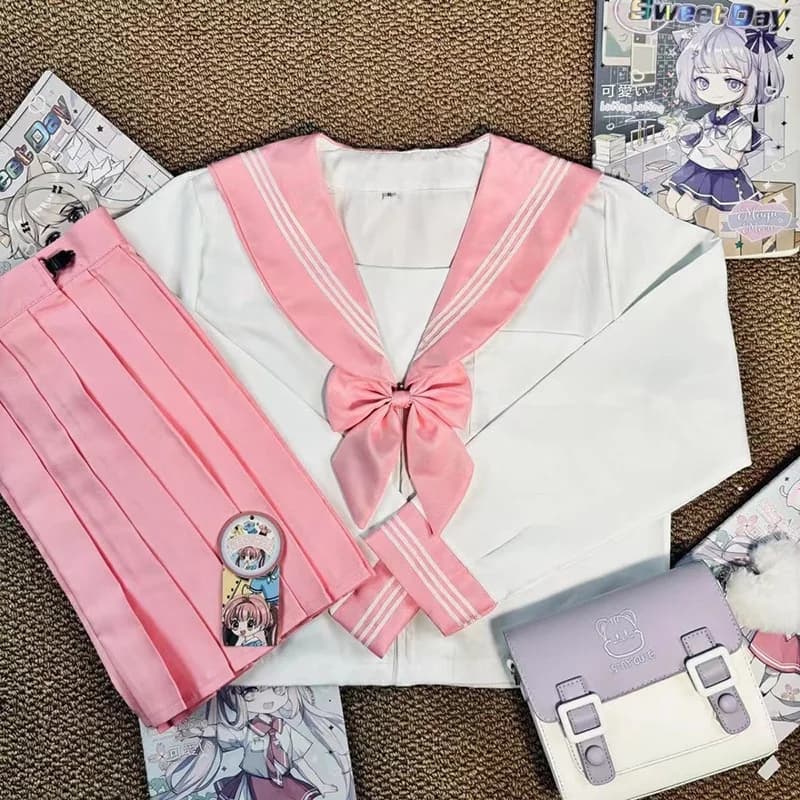 Japanese School Sailor Uniform Navy Pink