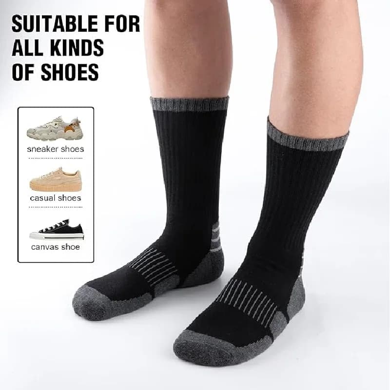 Men's Crew Socks Moisture Wicking Cushioned Work Boot 3 Pairs