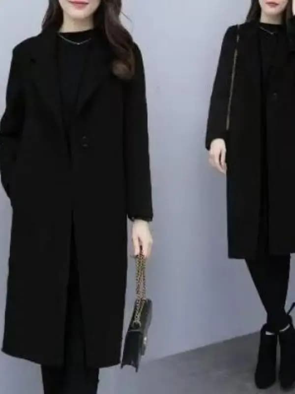 Plus Size Knee-Length Winter Woolen Coat