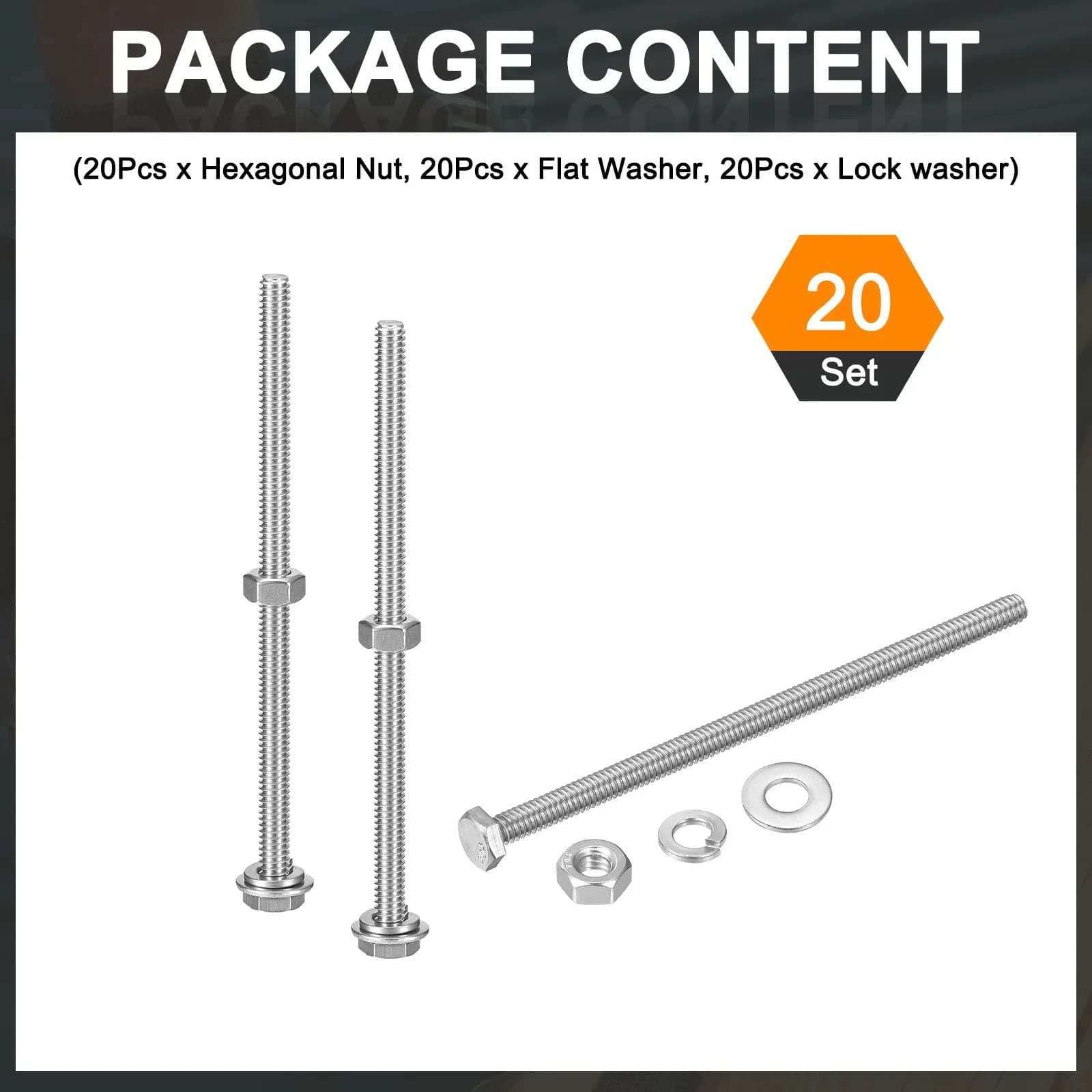 1/4-20 x 5" Hex Head Bolts with Nuts and Washers Kit