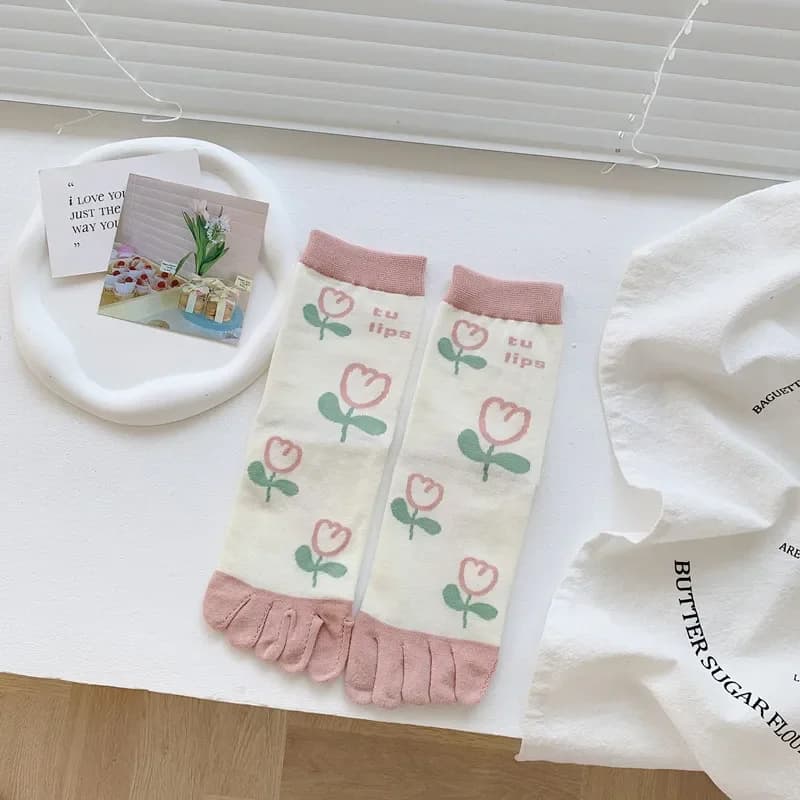 Cotton Five Finger Boot Socks Women