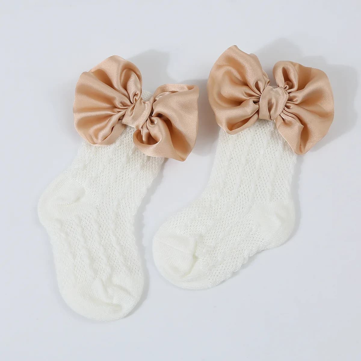 Newborn Bowknot Headband and Hollow Knit Socks Set