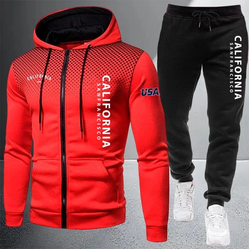 Men's Casual Zip Hooded Tracksuit