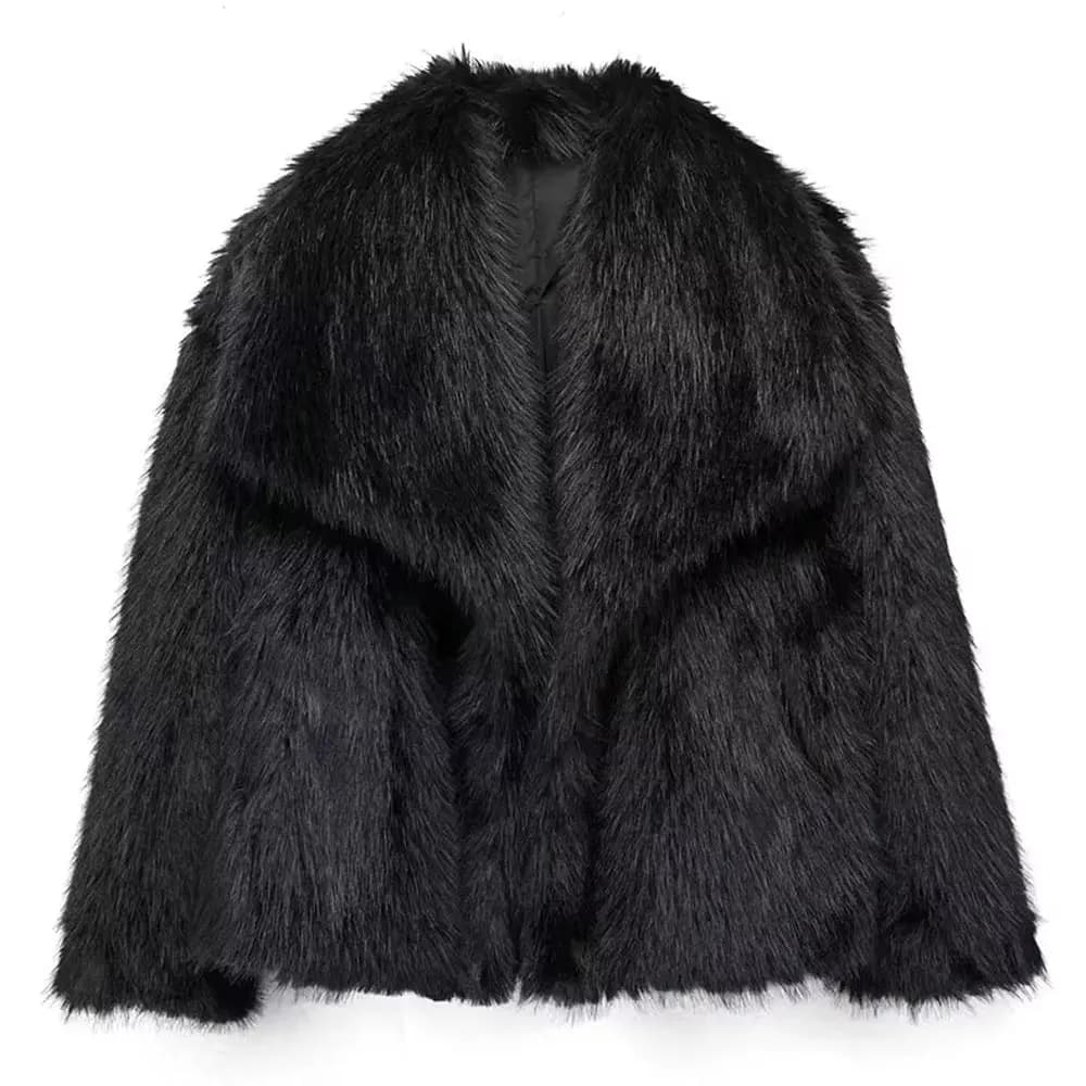 Women's Cropped Faux Fur Cardigan Coat