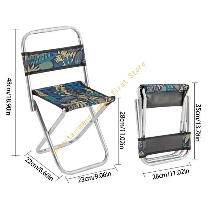Camping Folding Stool with Backrest, Fabric and Metal Frame for Fishing, Event Seating, Park Breaks, Home Sitting, and Daily