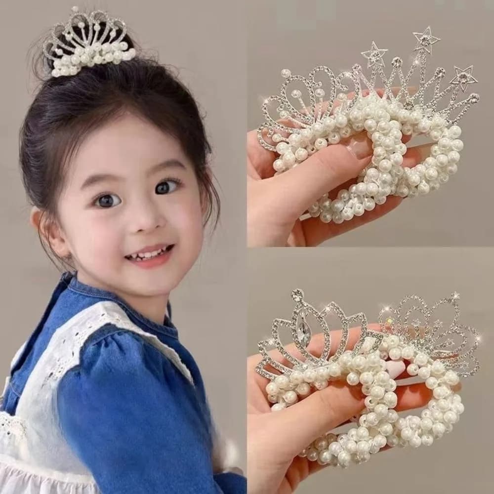 Hair Accessories Kids Hair Bands Elastic Rubber Bands Girls Hair Accessories New Fashion Pearl Crown Princess Cute Baby Headwear