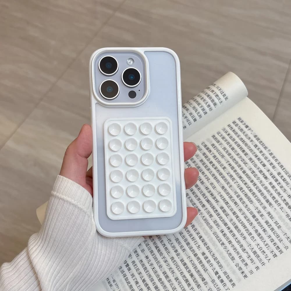 3D Suction Cup Airbag Phone Case For iPhone 17 16 15 14 13 12 11 Pro Max XR X XS 7 8 Plus Clear Candy Shockproof Bumper Cover