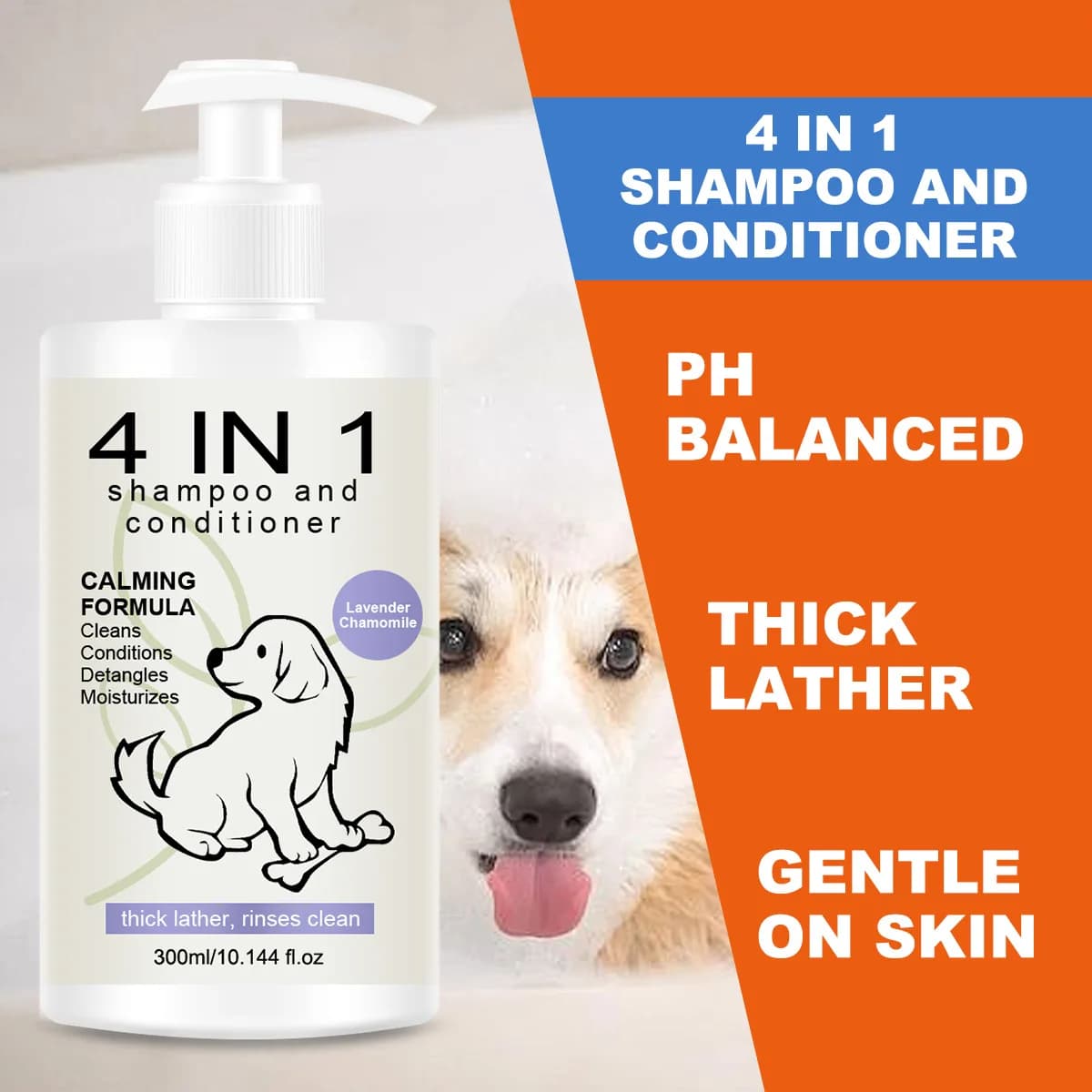 4 in 1 Pet Shampoo and Conditioner Special Shampoo for Dogs and Cats Keep Pets Clean and Fragrant to Prevent Hair Loss