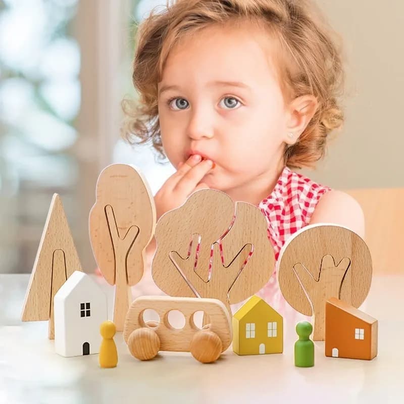 Wooden Building Block Forest Toy Set
