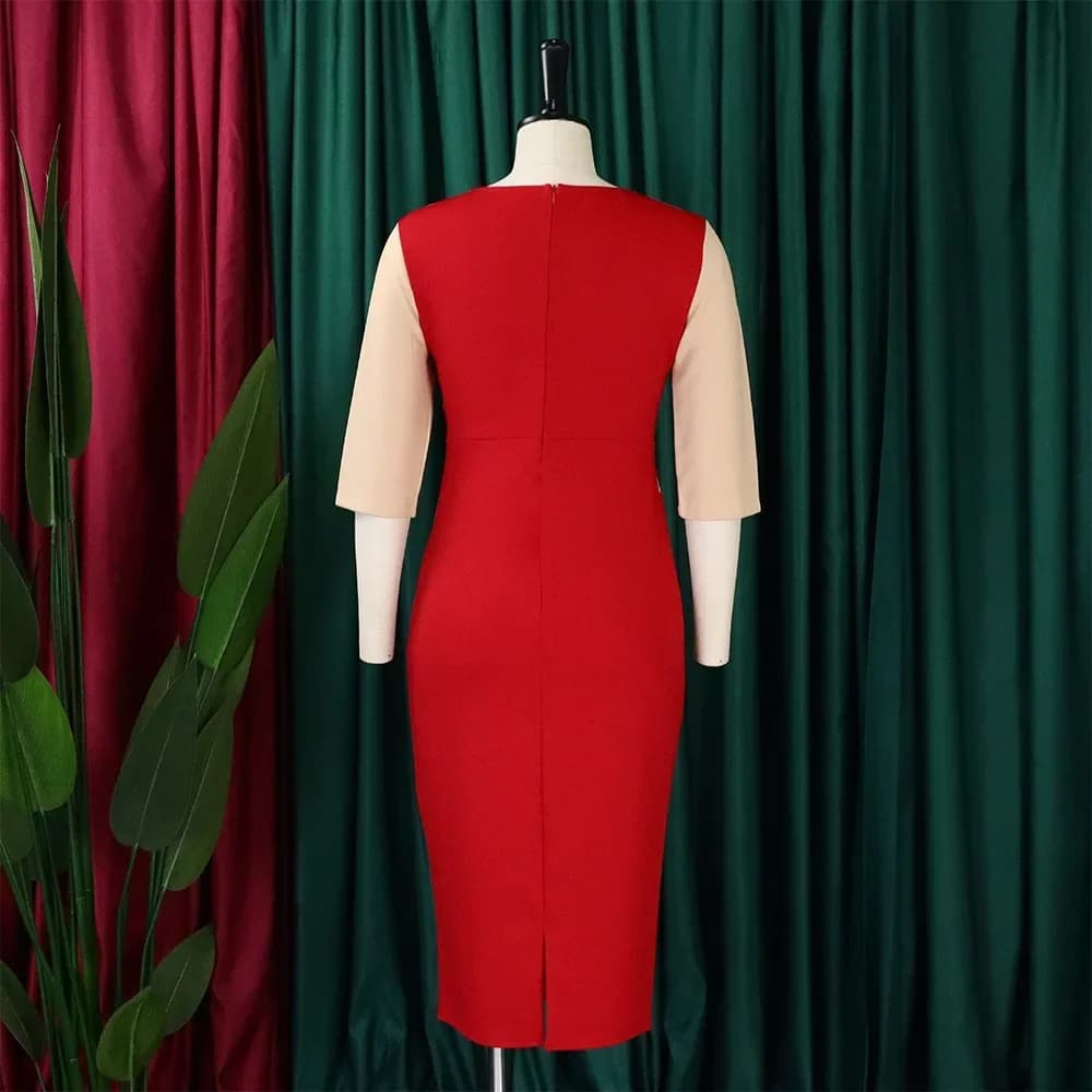 Women's Professional Sheath Dress with Patchwork