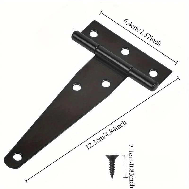 4 Inch Heavy-Duty Black T-Hinges with Screws