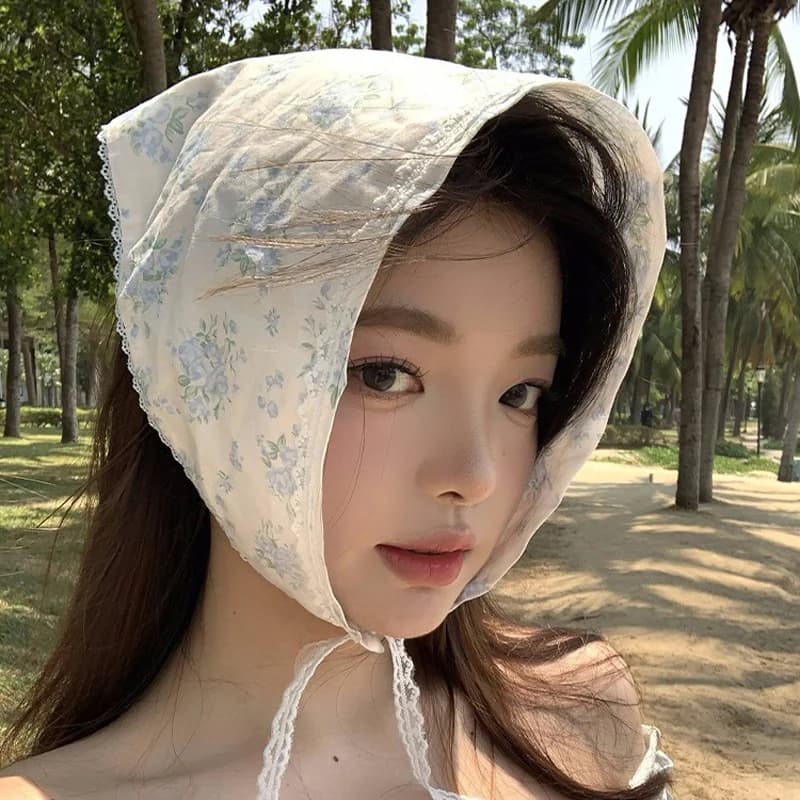 Women's Lace Floral Hair Bow Scarf