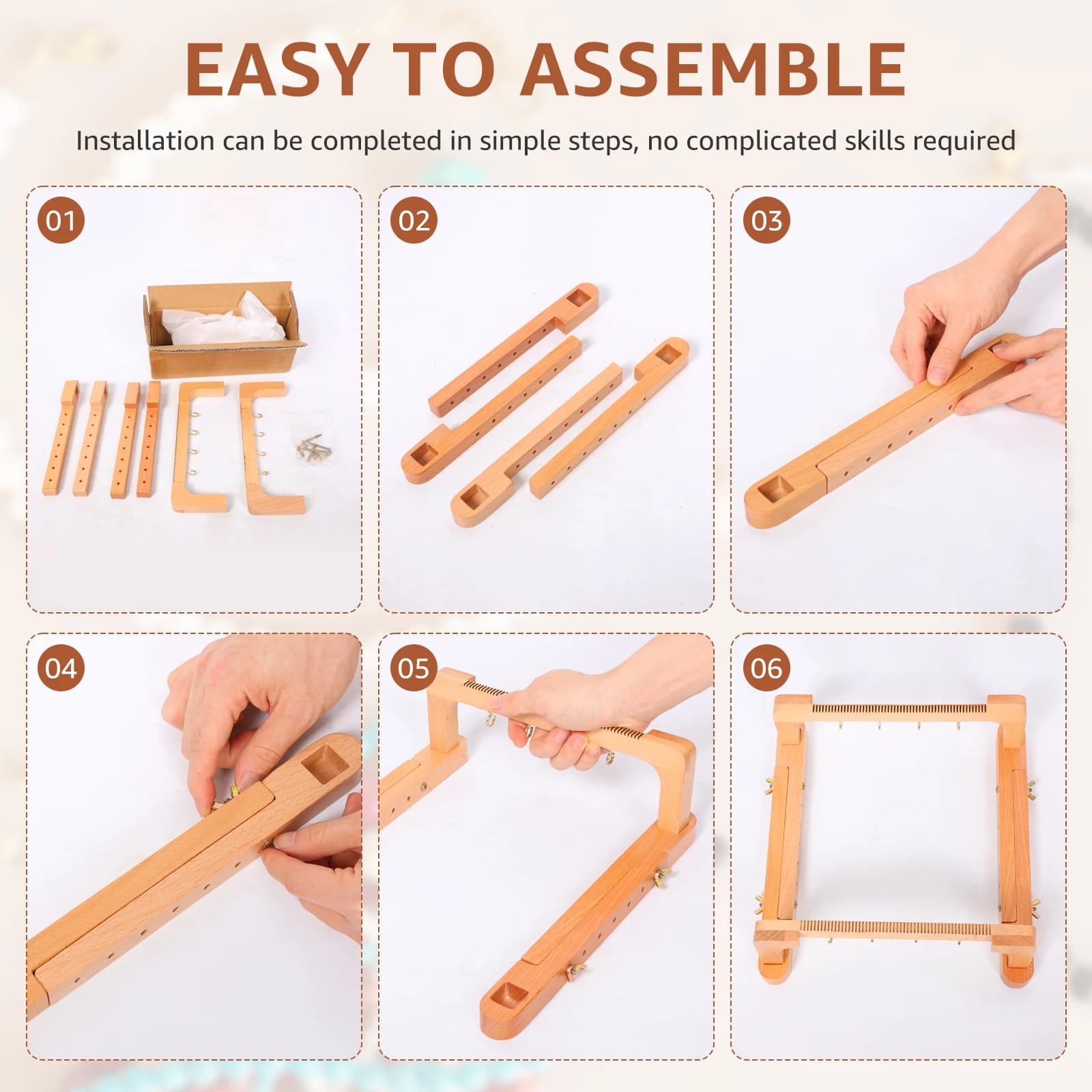 Adjustable Wood Bead Loom for Jewelry Making