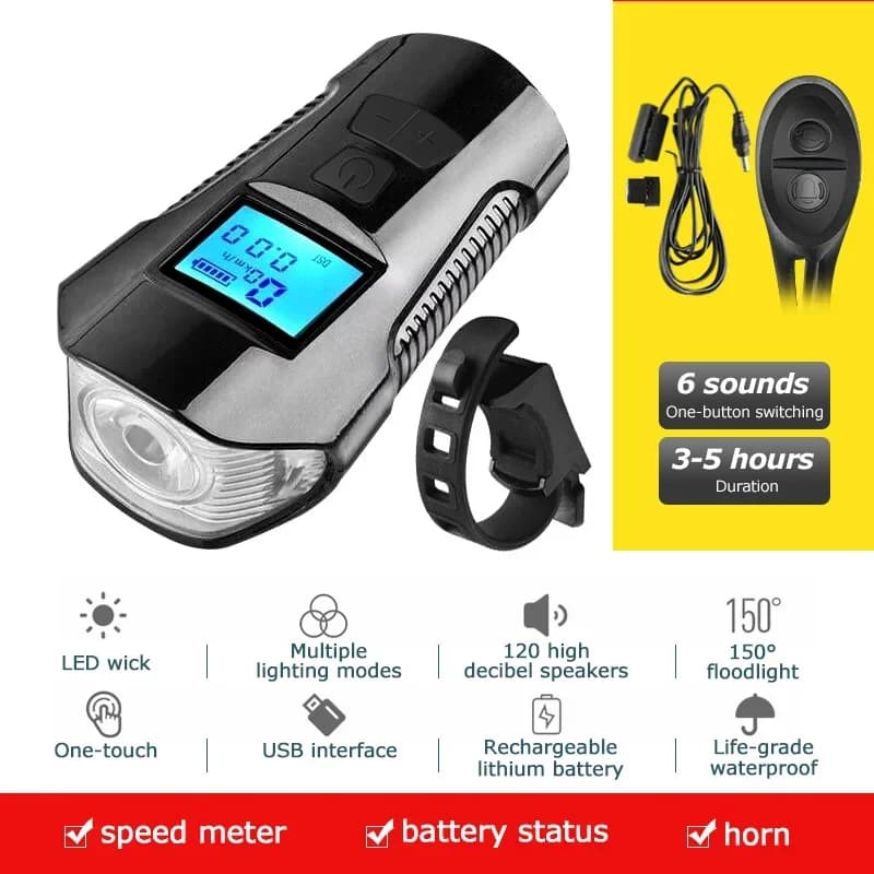 Bicycle Light Set With Horn and Speedometer