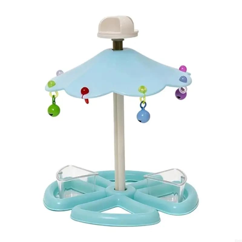 Rotating Bird Perch Stand with Feeder Cups
