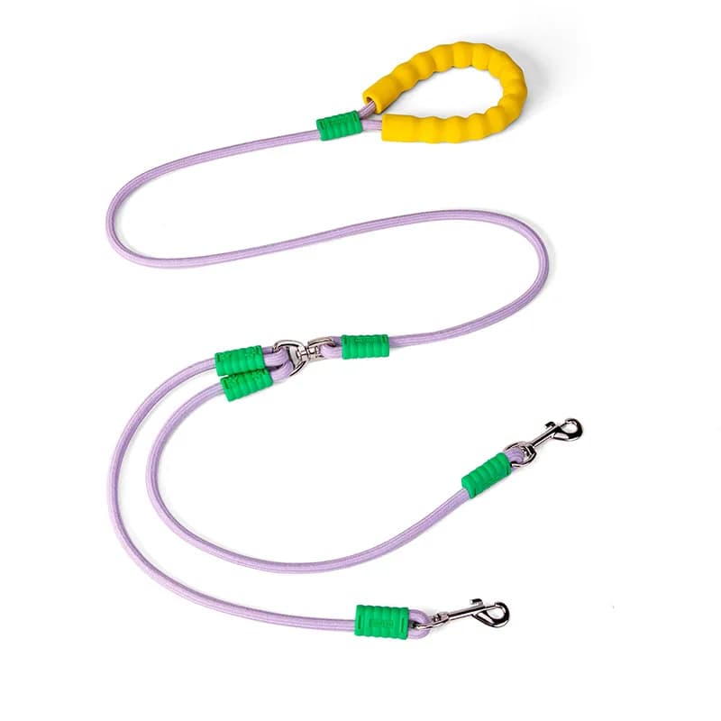 Dual Dog Leash Coupler with Elastic Extension