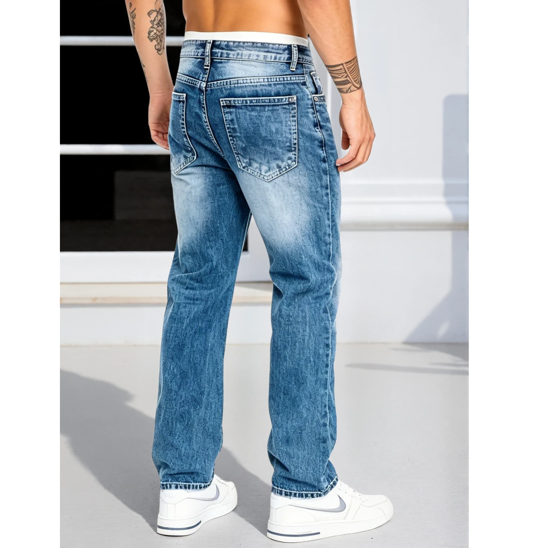 Men's Classic Straight Stretch Denim Jeans