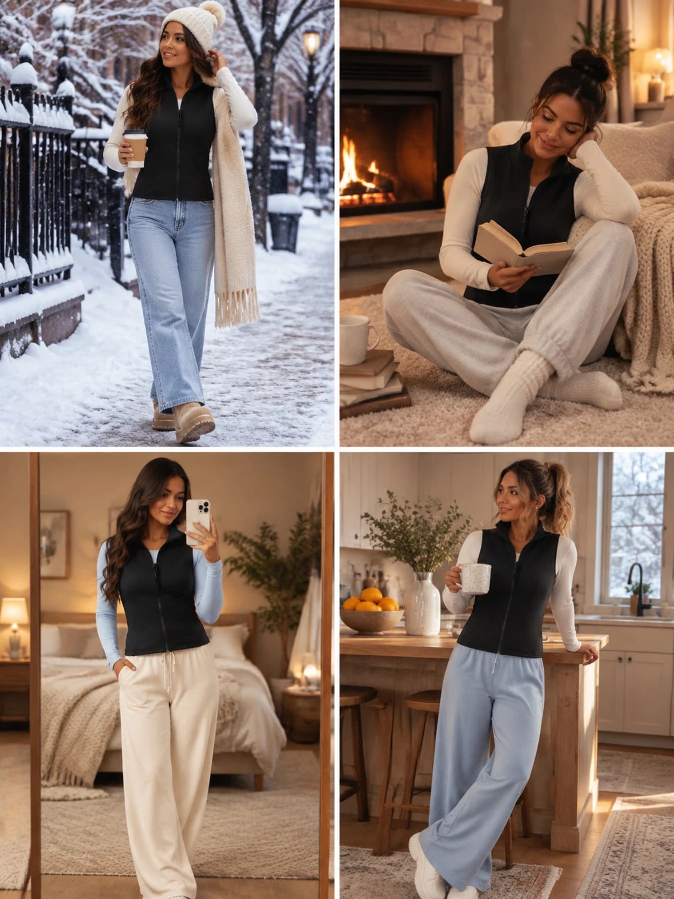 Women's Fleece Vest with Stand Collar