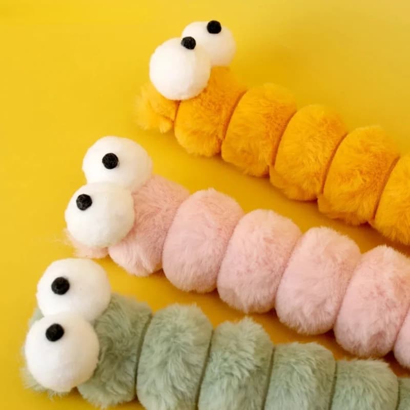 Cat Plush Chew Toy Plush Cushion Caterpillar Catnip Companionship Kitten Toy Cat Teaser Stick Interactive Cat Toy Supplies