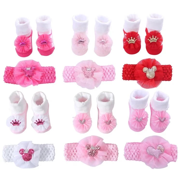 Baby Girl Socks and Bow Headband Set