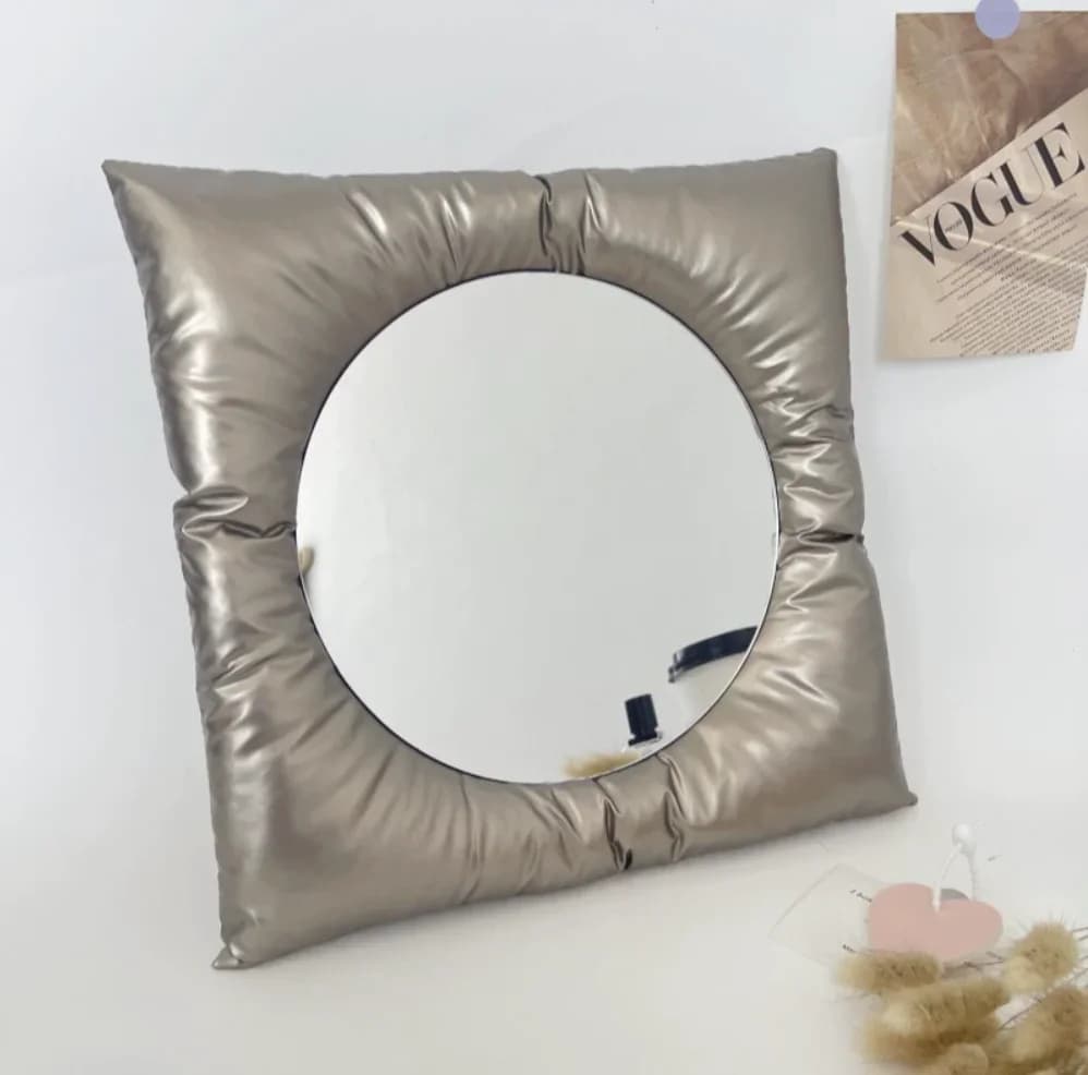 Square Silver Pillow Wall Mirror