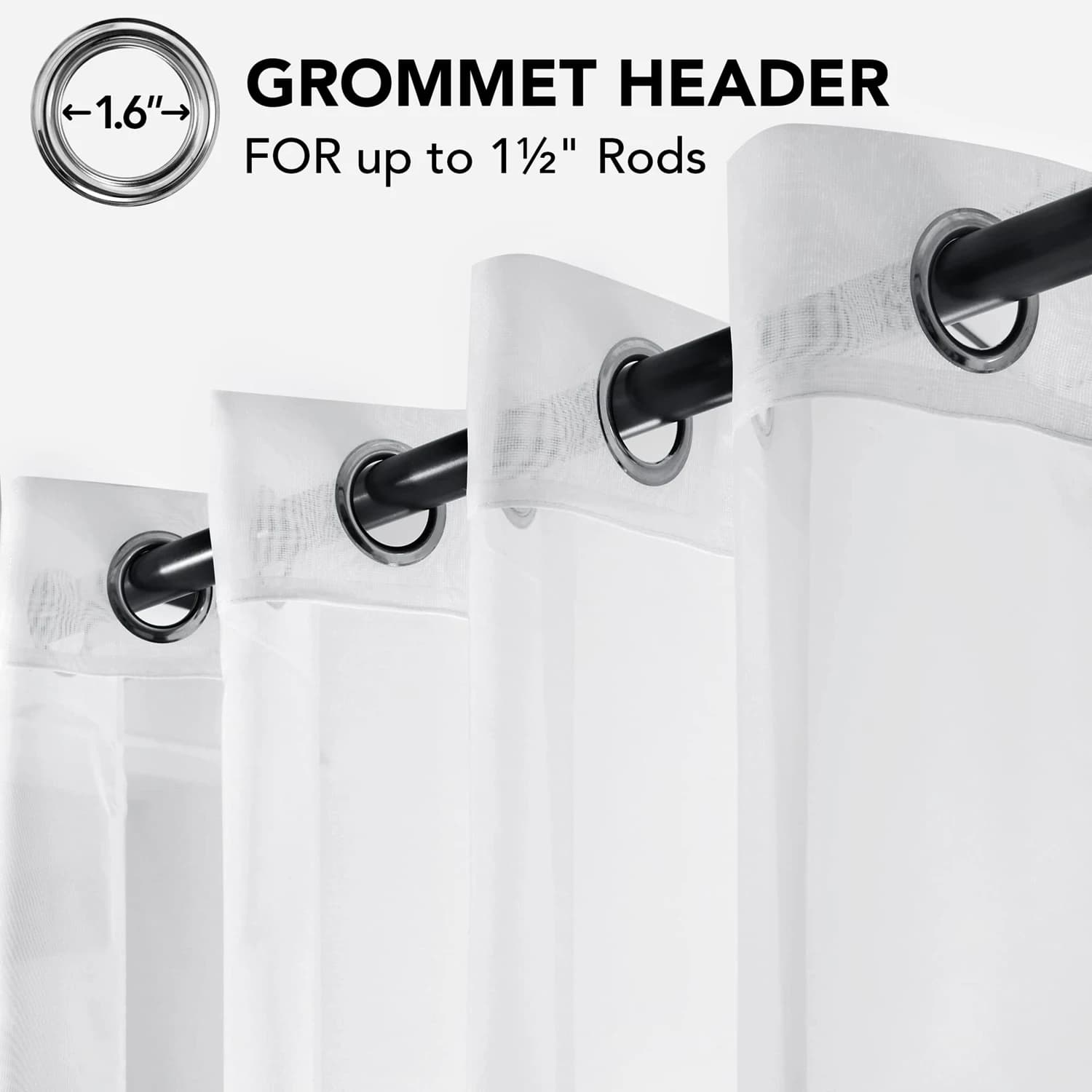 White Sheer Voile Grommet Curtain Panel
