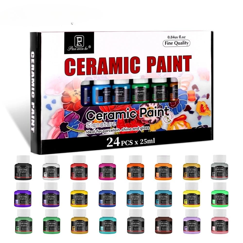 Acrylic Paint Set 12 Colors 25ml Ceramic Art Painting Kit for Canvas Wood Fabric DIY Craft Supplies