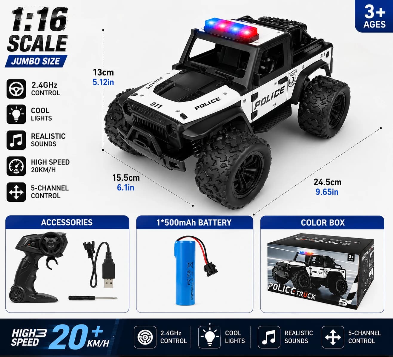 2.4G Remote Control Off-Road Police Car