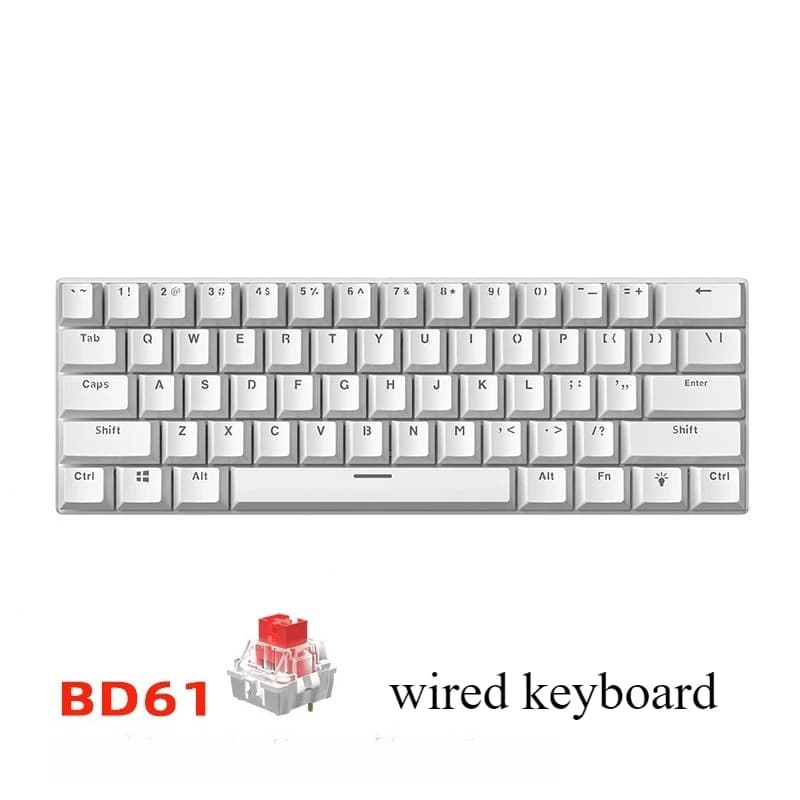 Teclado Mecánico 60% Gaming Keyboard Gamer Mechanical Keyboards PC Teclados Laptop Oficina Mini Key Board Klavye Teclas White