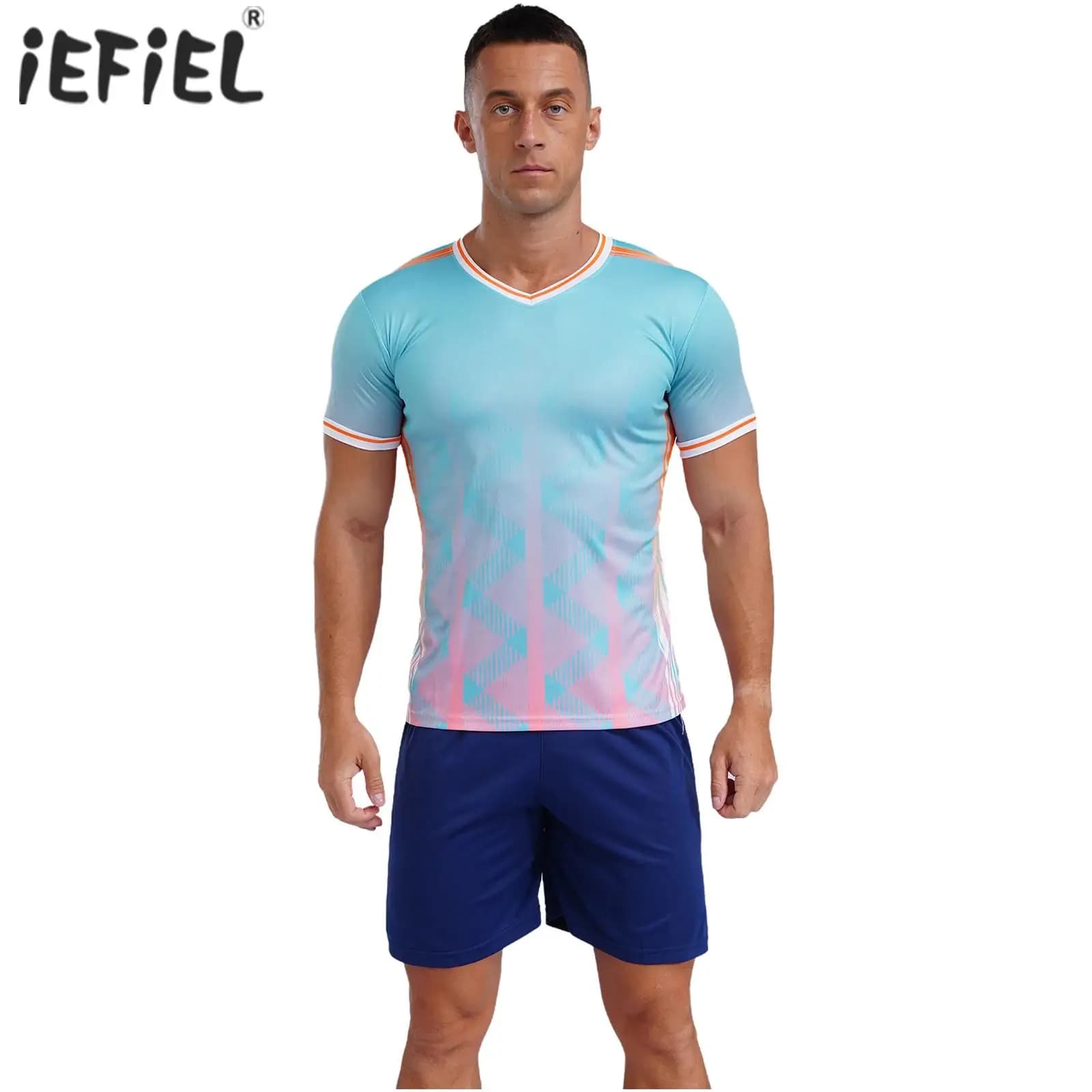 Men's V-Neck Graphic Print Training Uniform Set