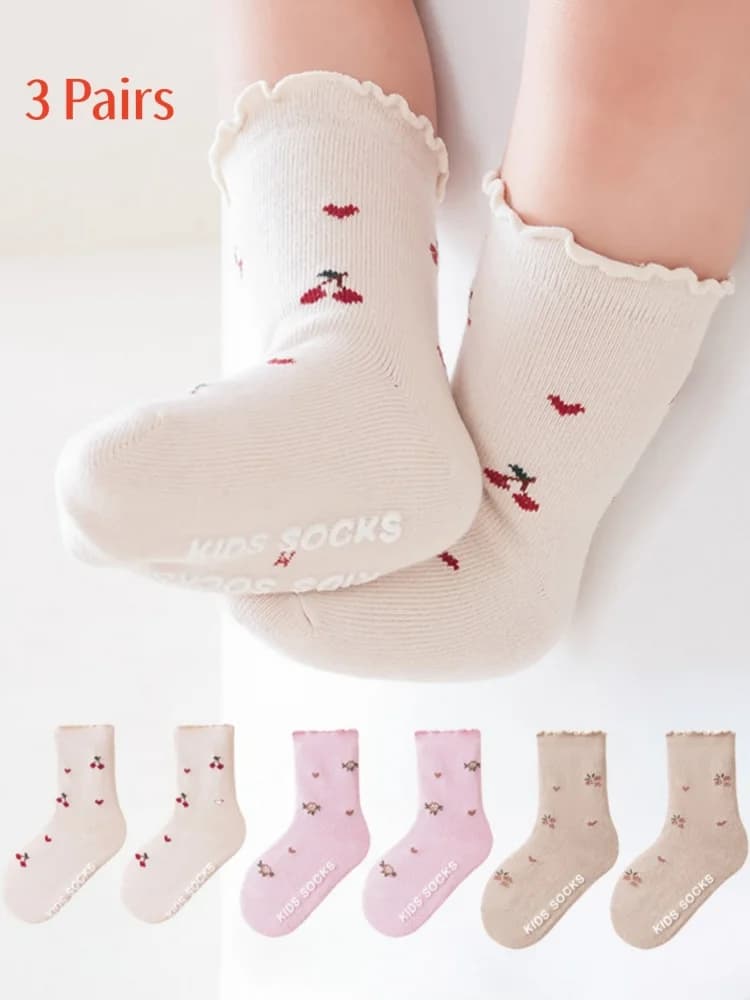 Kids Cotton Print Socks 3-Pair Pack