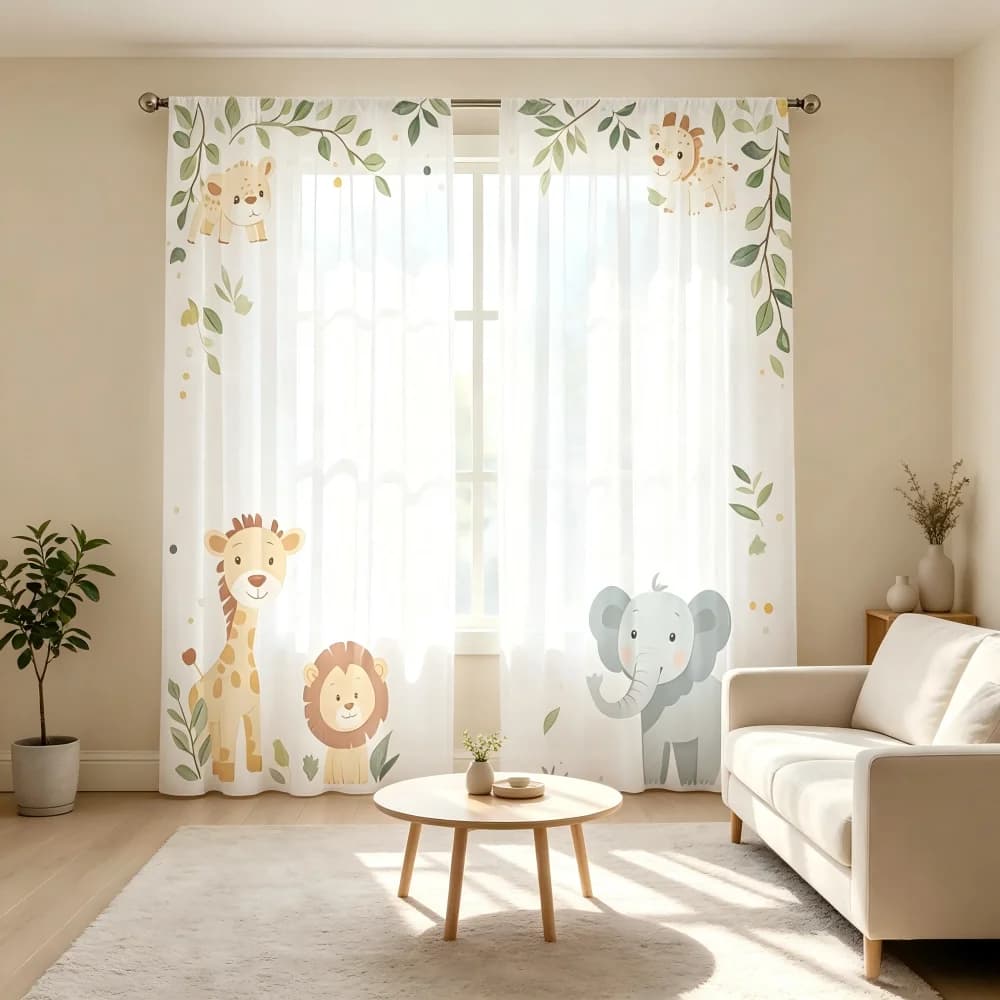 Forest Playground Sheer Curtain Panels