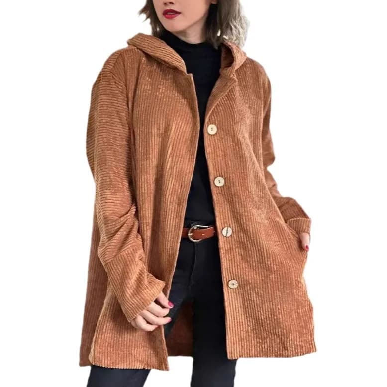 Women's Hooded Corduroy Casual Jacket