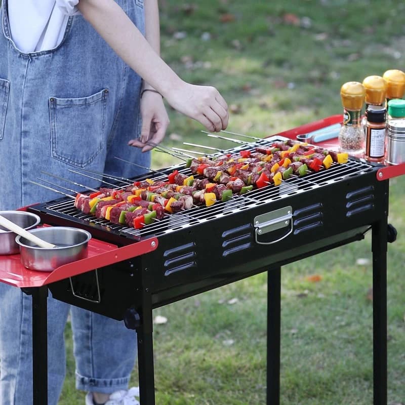 Portable Charcoal Grill with Side Shelf
