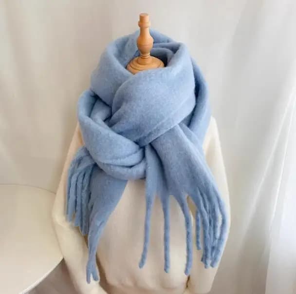 Winter Cashmere Wrap Scarf with Tassels