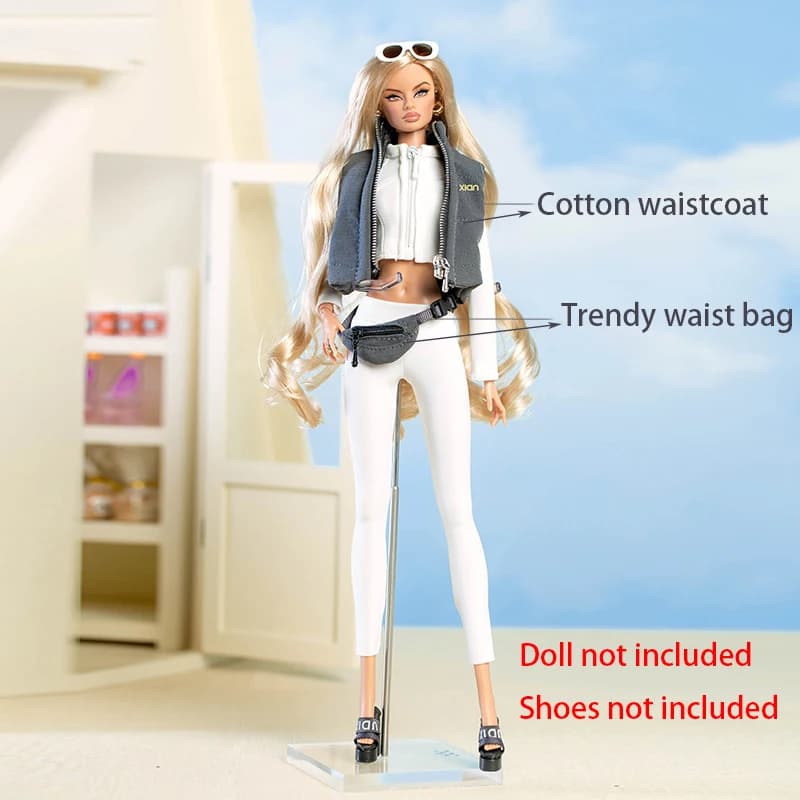 30cm Xianxian Supermodel Clothes Accessories APRES Series Sportswear Style Fashion Sweatshirt+Half Skirt+Trousers+Waistcoat Set