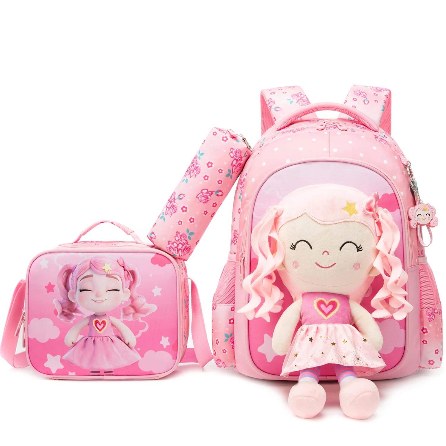Girls School Backpack with Lunch Bag and Pencil Case