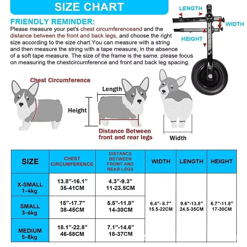Adjustable Small Dog Wheelchair
