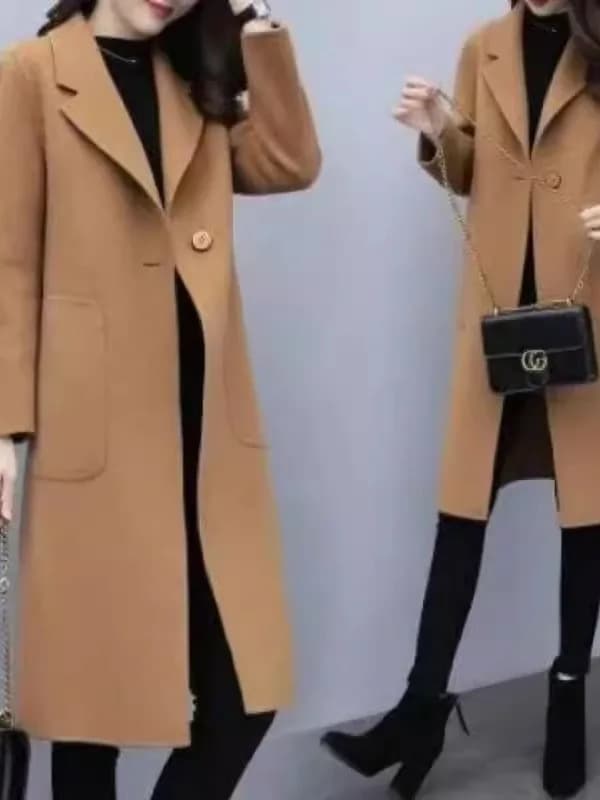 Plus Size Knee-Length Winter Woolen Coat