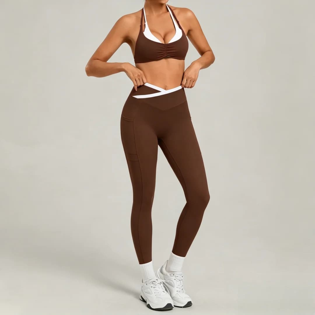 Women's Backless Halter Yoga Set